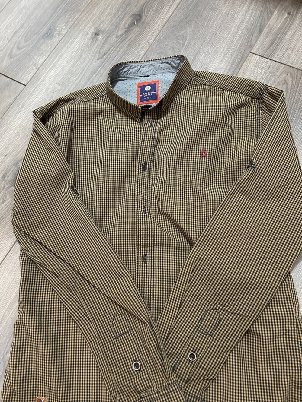 Captain Apple Long-Sleeve Check Button-Down Shirt in Brown/Black